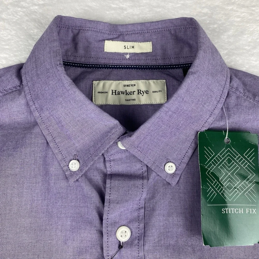Hawker Rye Essential Wash Shirt Mens Small Purple Slim Fit Stretch NWT!